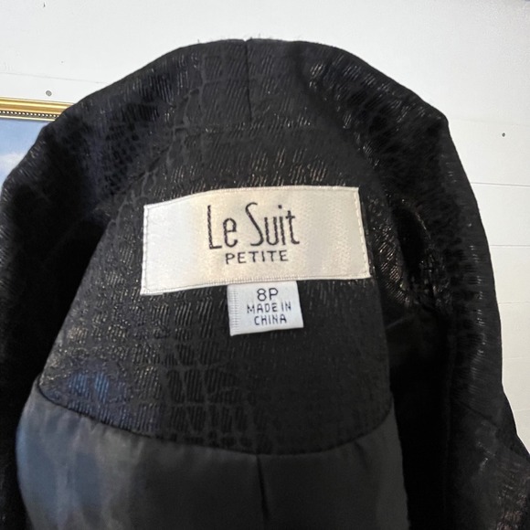 Le Suit Black Croc Embossed Blazer Fitted Jacket Career Wear Business Preppy - Picture 11 of 13